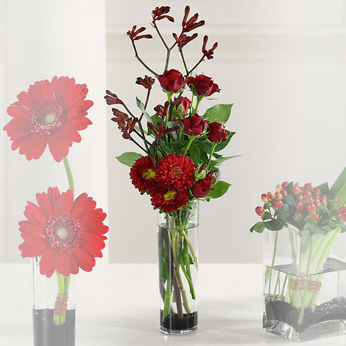 Red Arrangement in Cylinder Vase